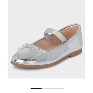 The Children’s Place Girls Bow Ballet Flats Silver Metallic Ballet Flats Size: 2